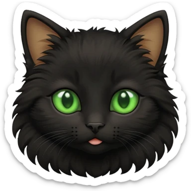 A photo-realistic digital illustration of a black kitten sticker