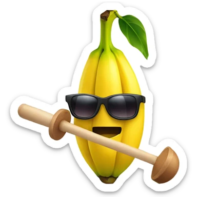 Banana with sunglasses with shorts and holding a plunger sticker