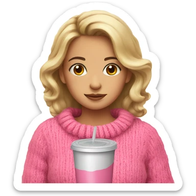 girl with pink sweater and cozy drink sticker