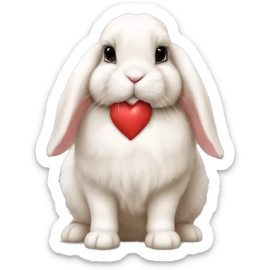 Holland lop bunny with heart  sticker
