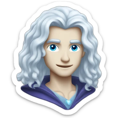pale handsome vampire prince with long wavy white hair and light blue eyes sticker