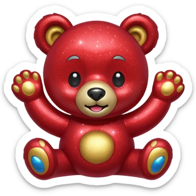 red glitter bear Happy  sticker