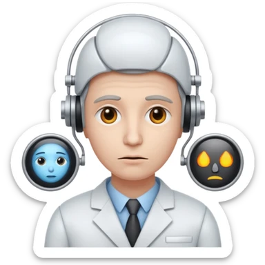 Sad lonely futurologist talking to AI sticker