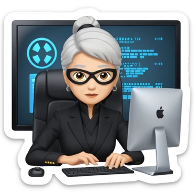 grandmother ninja working in GenAI sticker