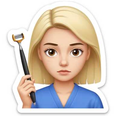 girl holdinng eyebrow razor sticker