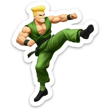 Guile from street fighter doing a flip kick sticker