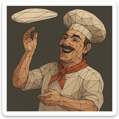 smiling Italian chef spinning pizza dough sticker