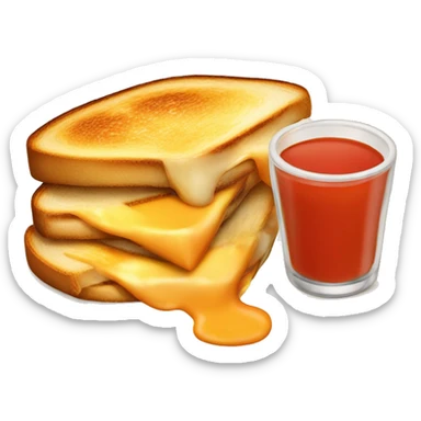 fancy grilled cheese sandwich with tomato soup sticker