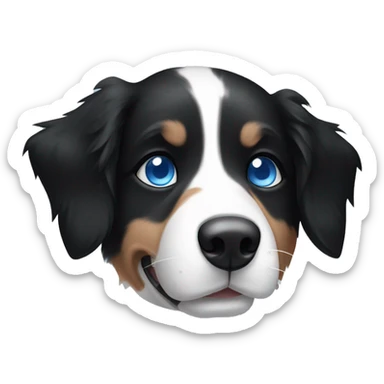 Short haired border collie, black and white face with blue eyes sticker