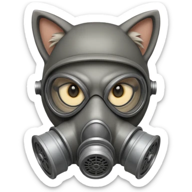 cat with gas masks sticker