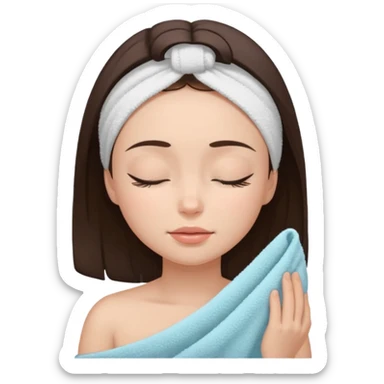 girl brunette getting a facial eyes closed sticker