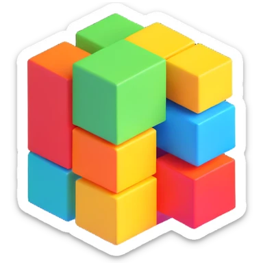 Minecraft logo inspired icon, 3D blocky look, vibrant colors sticker