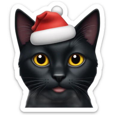 christmas black cat sticker