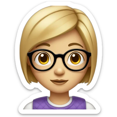 A girl with short hair with a big triangular nose, big eyes and spectacles  sticker