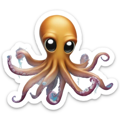 A squid swimming by and squirting ink at you sticker