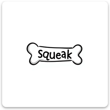 dog bone with the word 'squeak' sticker