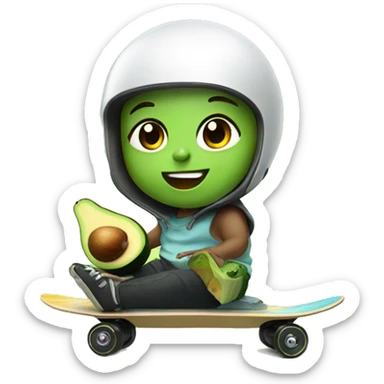 Baby riding an Electric skateboard whilst eating an avocado sticker