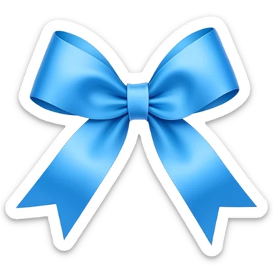 Super ultra-thin and stretched ribbon bow, as narrow as possible, single loop, no extra loops, no fluffy or rounded shapes, only one long and sleek ribbon, delicate, minimalist, NO DOUBLE LOOPS, NO THICKNESS, ONLY A SINGLE SLIM LINE blue sticker