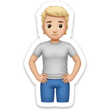 cartoon character with a puffed chest, hands on hips, looking proud, wearing a t-shirt sticker
