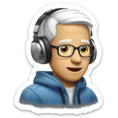 white producer with headphones sticker