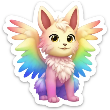 Anthro sparkle-rainbow-gradient-shiny-Chibi-style-Fur-Sona-Fakémon Full Body sticker
