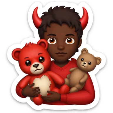 Devil hurting a teddy bear sticker