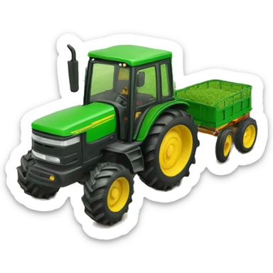 Tractor verde con si carro sticker
