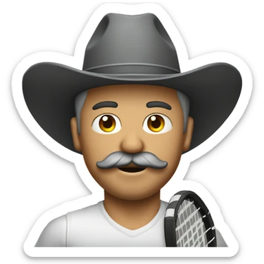 guy with cowboy hat and mustache playing tennis sticker
