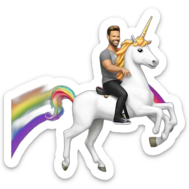 Ricky-Martin-Rides-Rainbow-Unicorn sticker