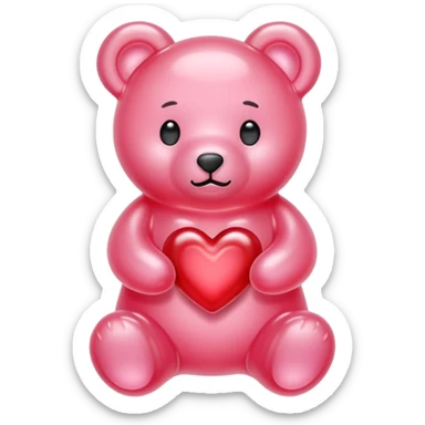 pastel pink jelly bear heart jelly red sticker