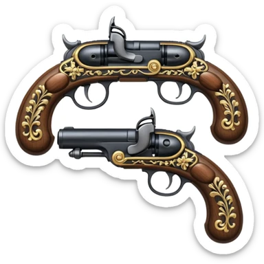 flintlock pistols forming an x sticker