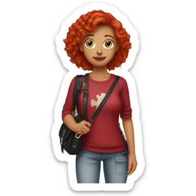 red head teen wearing cross body purse sticker