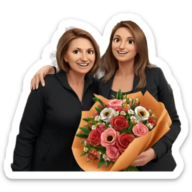 brown haired girls with bouquet sticker