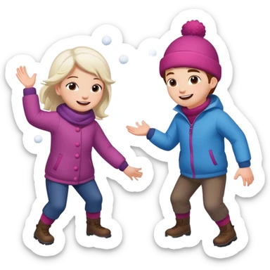 snowball fight pair each other sticker