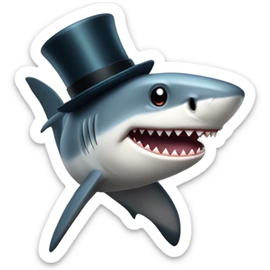 Shark with a top hat sticker