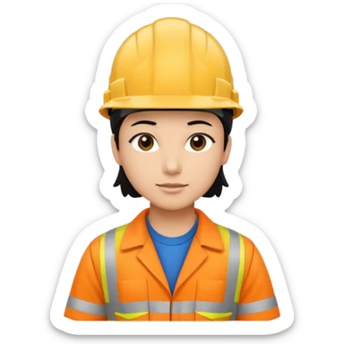 Electricity power employee at work with black hair sticker