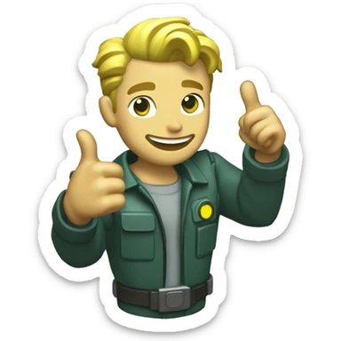 blond pip boy thumbs up sticker