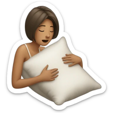 a woman huming a pillow sticker