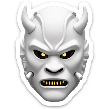 White oni mask with a cyberpunk white led twist. Make the eyes more white and the mouth less intimidating sticker