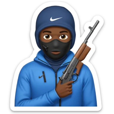 Nike ski mask Black man with gun sticker