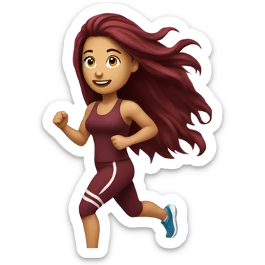 Beautiful tattooed  burgundy long haired woman jogging sticker