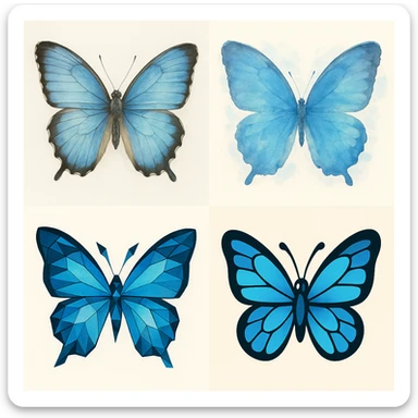 sky blue butterfly, four distinct styles sticker