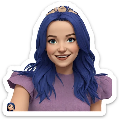 smiling girl with blue hair sticker