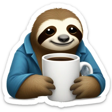 Cute sleepy Sloth with coffee mug simple clean ios sticker