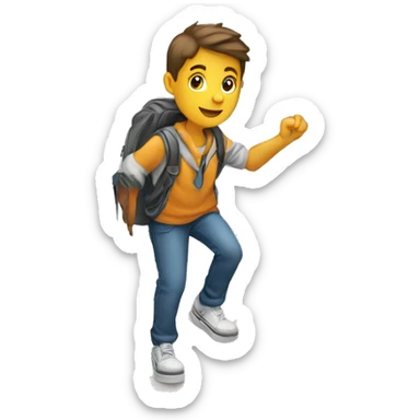 a white-skin student making a step downstairs sticker