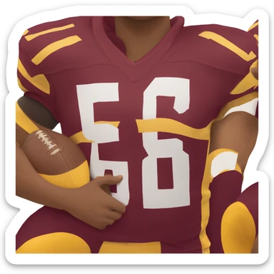  football player number 5 wearing maroon and gold jersey sticker