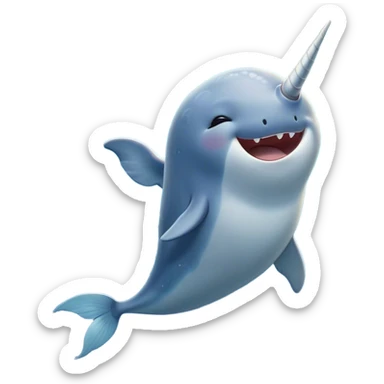 Cinematic Cute Yawning Cute Narwhal Portrait Emoji, Head tilted slightly with a dramatic, wide-open yawn, showcasing a streamlined, elegant body with a gracefully curling tusk and sleepy, half-closed eyes, Simplified yet irresistibly adorable features, highly detailed, glowing with a soft, cozy oceanic glow, high shine, relaxed yet expressive, stylized with a hint of whimsical marine ease, soft glowing outline, capturing the essence of a drowsy yet affectionate cute narwhal that appears ready to stretch and yawn its way out of the screen! sticker