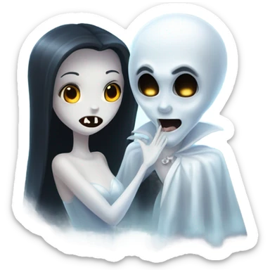 Ghost kissing Mae vampire sticker