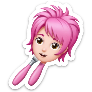 hair brush pink sticker