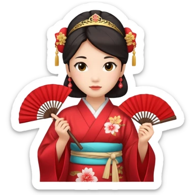 Kimono princess, red kimono with fan sticker